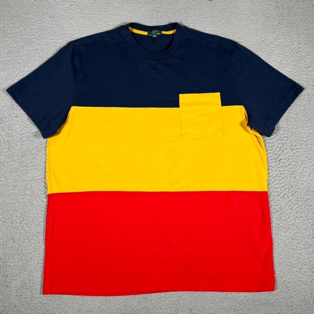J Crew Shirt Mens XL Colorblock Oarsman Pocket‎ Tee 100% Cotton Casual Preppy